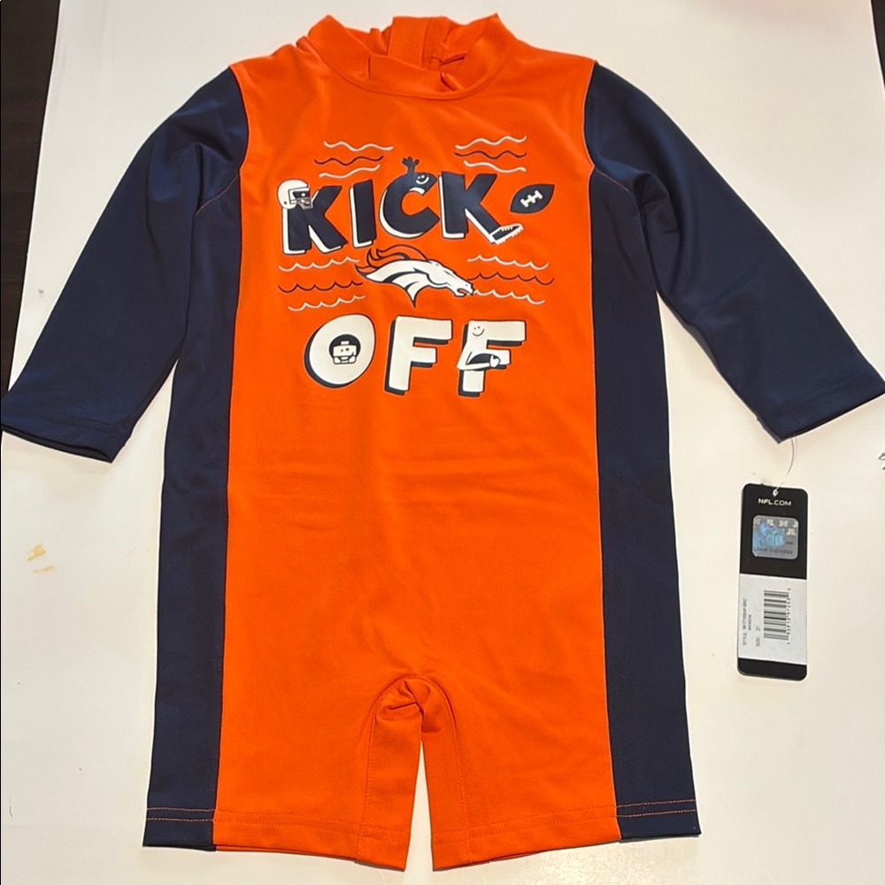NFL Orange and Navy Kids Swim Rashguard.          Denver